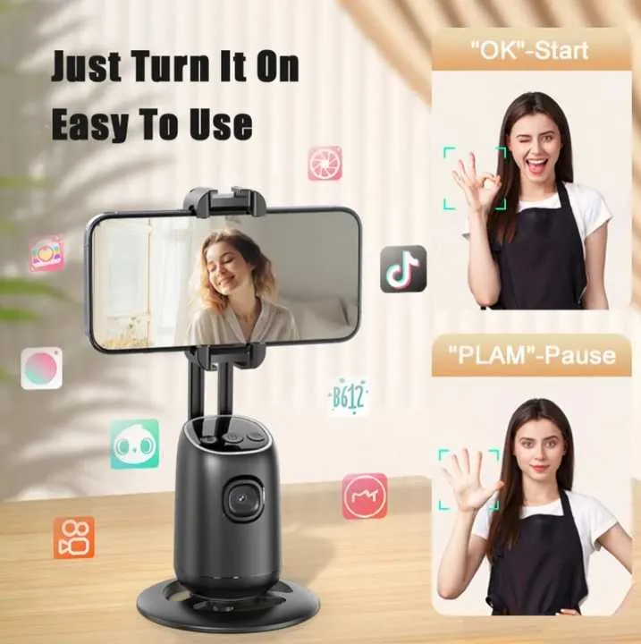 بميزة الدوران AI intelligence تتبع الوجه ، tiktok live our mobile stand With AI intelligence face tracking, TikTok Live is our mobile stand.