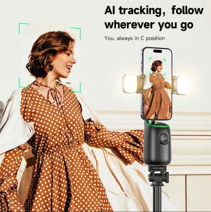 بميزة الدوران AI intelligence تتبع الوجه ، tiktok live our mobile stand With AI intelligence face tracking, TikTok Live is our mobile stand.