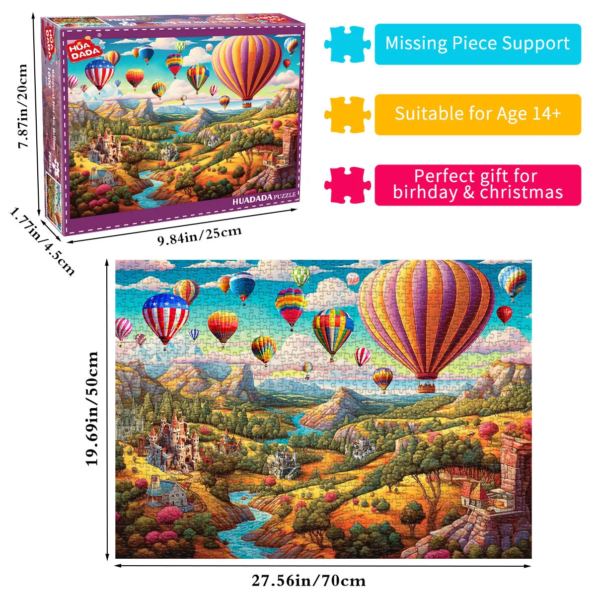 1000-Piece Hot Air Balloon Adventure Jigsaw Puzzle for Adults | Challenging Puzzle | Scenic View | Cognitive Enhancement