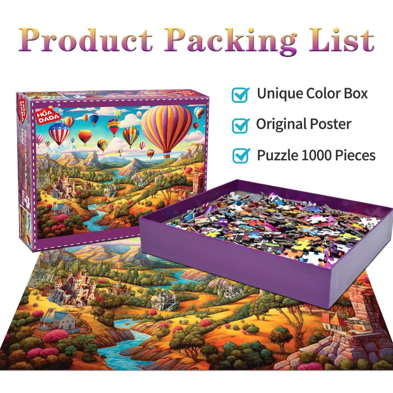 1000-Piece Hot Air Balloon Adventure Jigsaw Puzzle for Adults | Challenging Puzzle | Scenic View | Cognitive Enhancement
