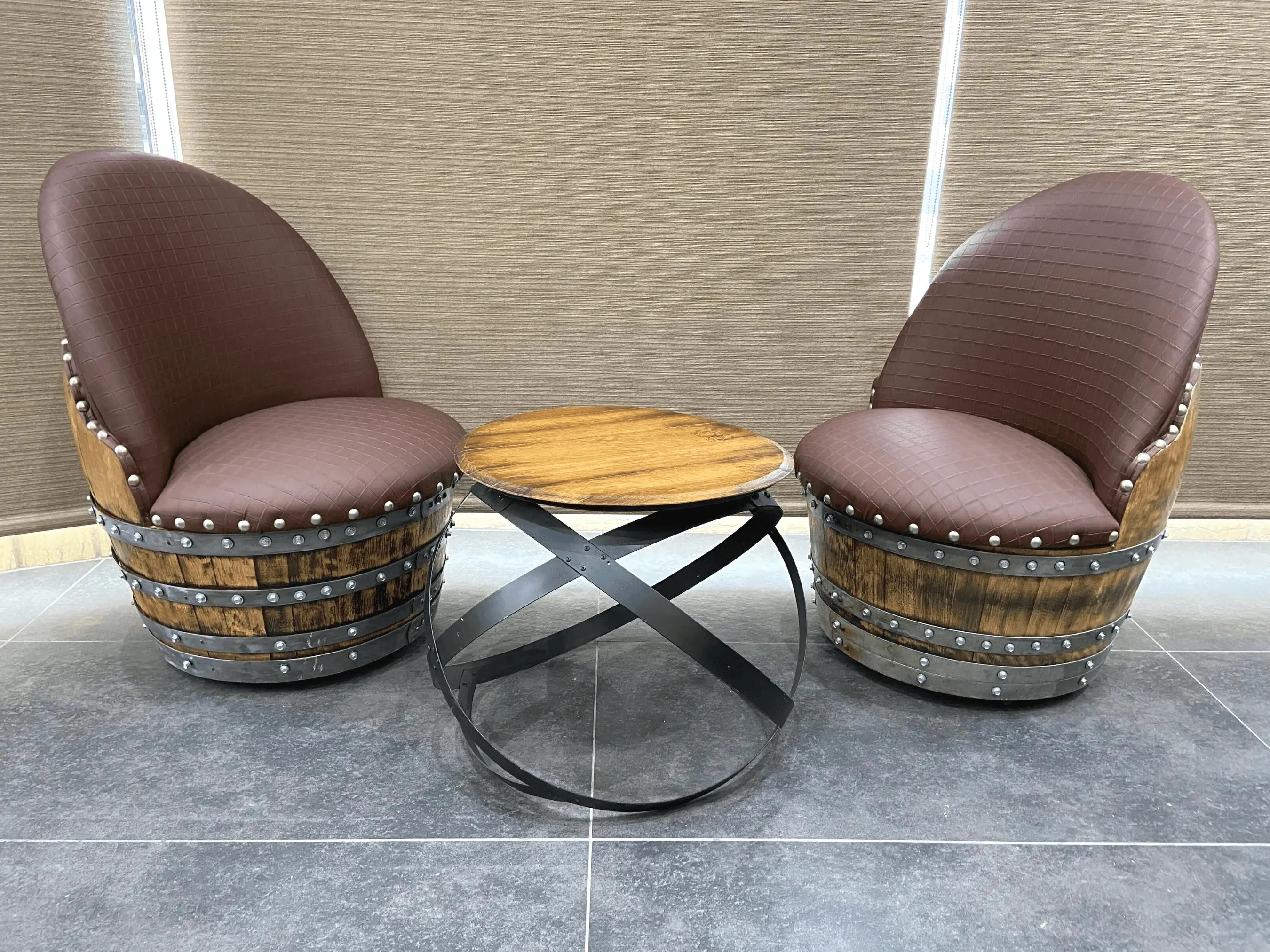 2-Chair Barrel Hoop Table Set