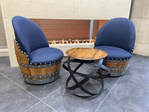 2-Chair Barrel Hoop Table Set
