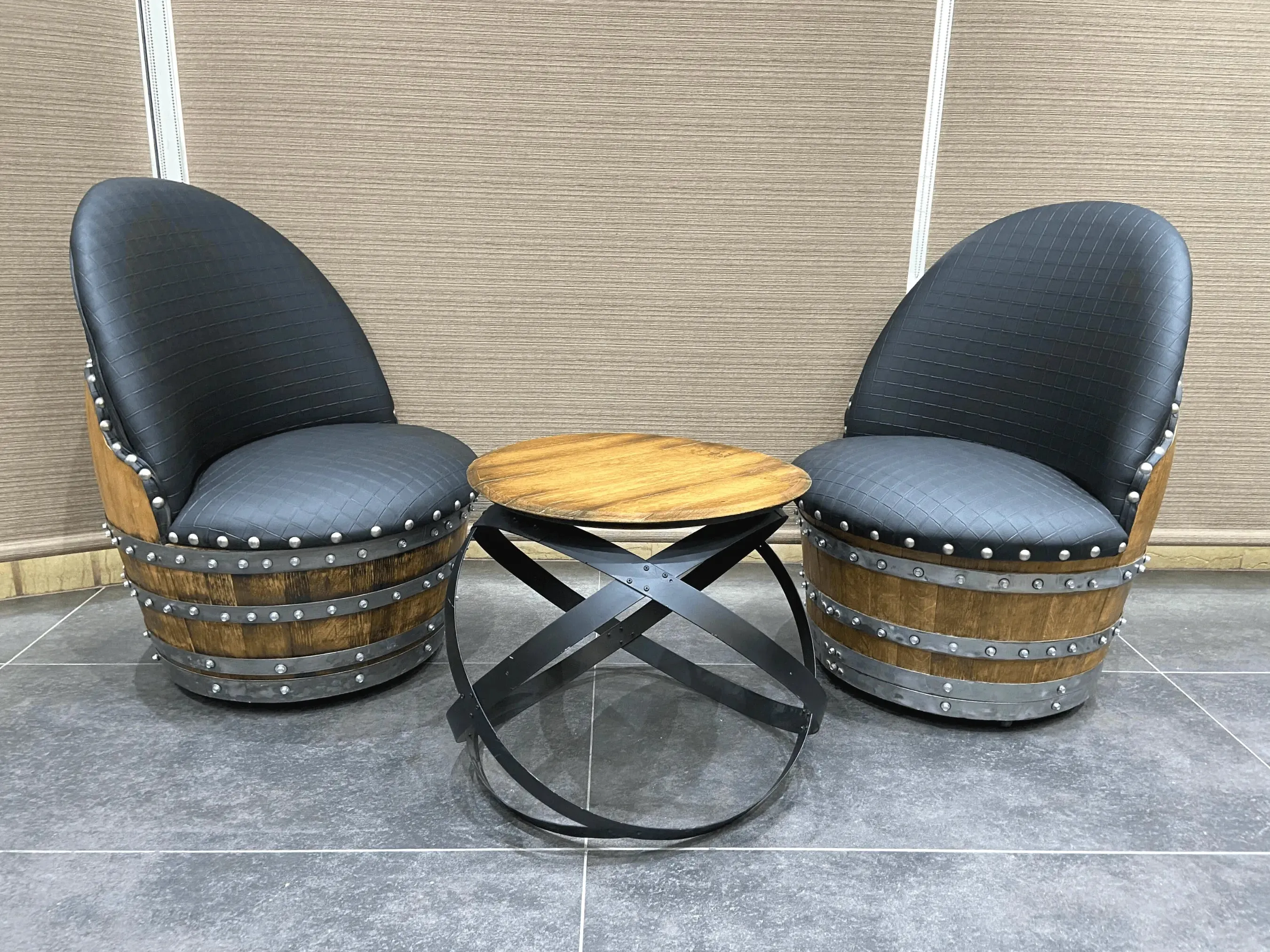 2-Chair Barrel Hoop Table Set