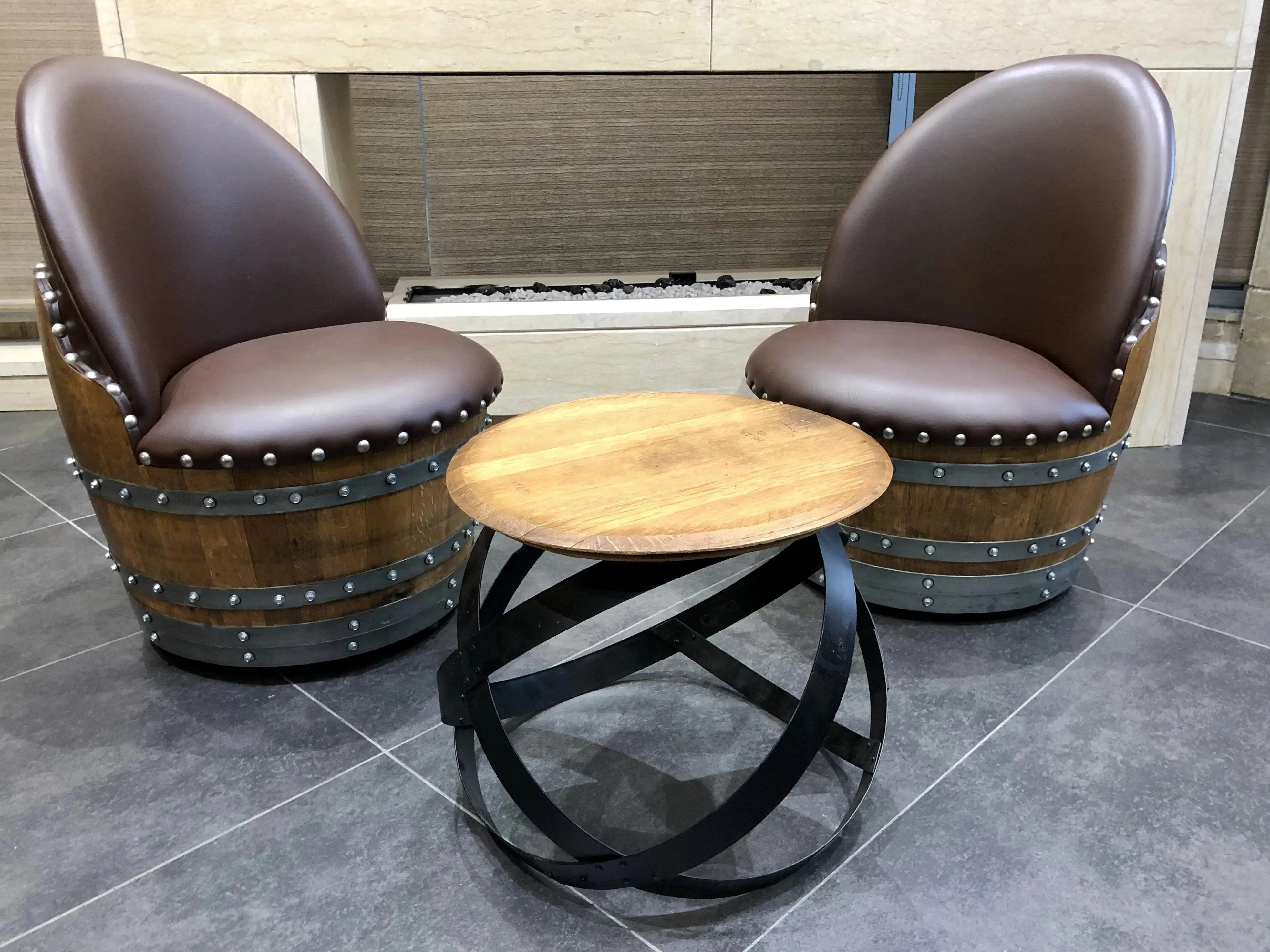2-Chair Barrel Hoop Table Set