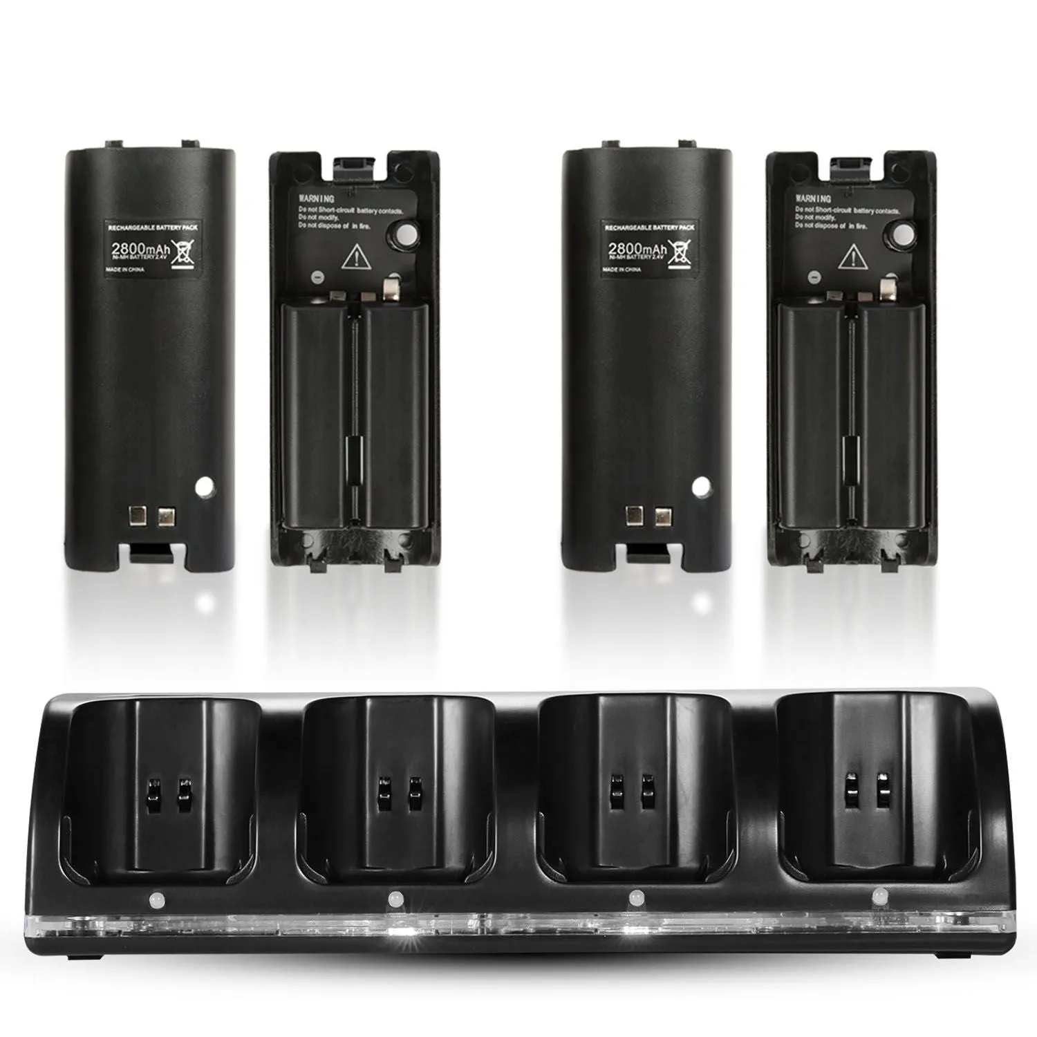 4 Remotes Charging Dock Game Controller Charger 2800mAh Rechargeable Battery Charging Stations