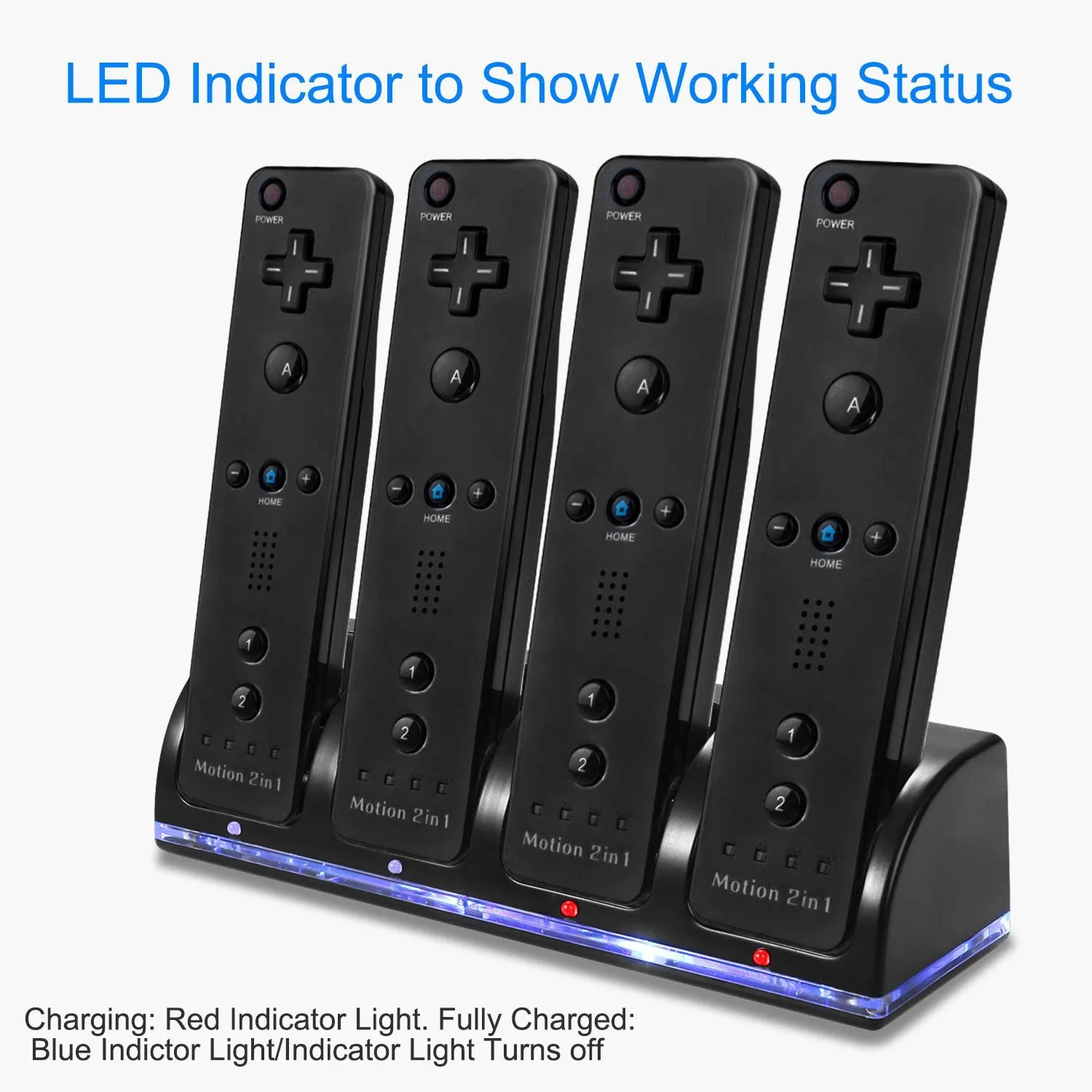 4 Remotes Charging Dock Game Controller Charger 2800mAh Rechargeable Battery Charging Stations