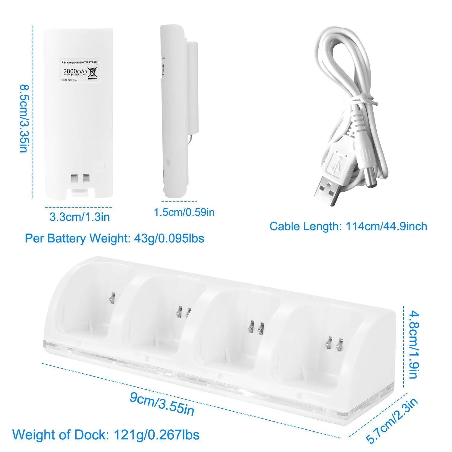 4 Remotes Charging Dock Game Controller Charger 2800mAh Rechargeable Battery Charging Stations