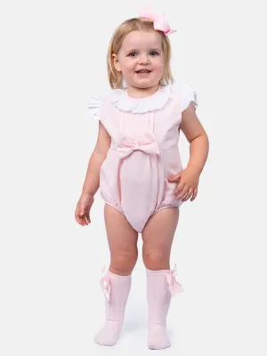 Baby Girl Eva Collection Spanish Romper-Baby Pink