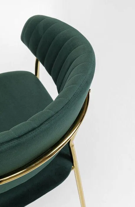 Belle Velvet Gold Chair with Armrest (2/Set)