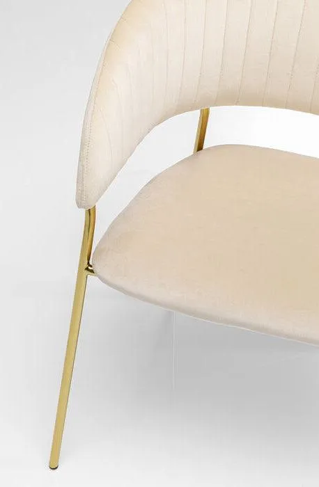 Belle Velvet Gold Chair with Armrest (2/Set)