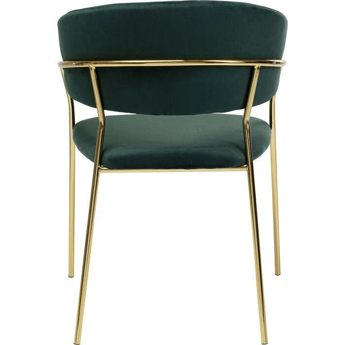 Belle Velvet Gold Chair with Armrest (2/Set)
