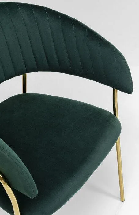 Belle Velvet Gold Chair with Armrest (2/Set)