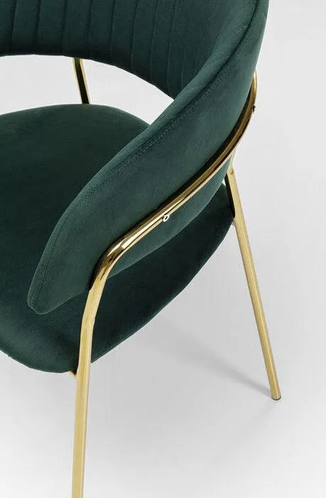 Belle Velvet Gold Chair with Armrest (2/Set)