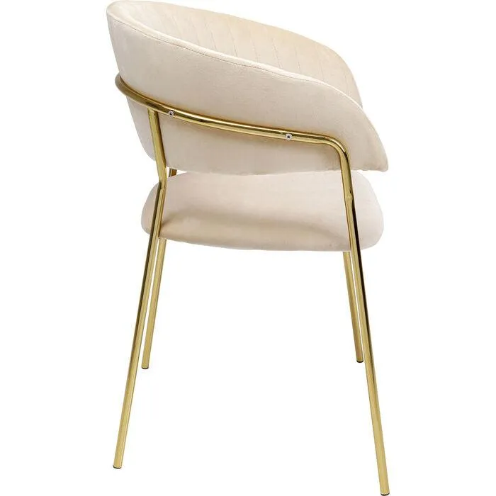 Belle Velvet Gold Chair with Armrest (2/Set)