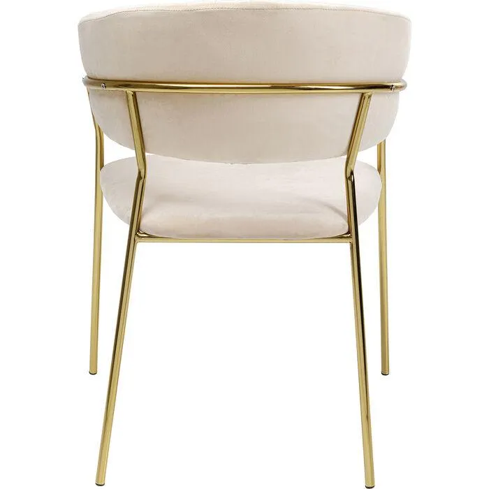 Belle Velvet Gold Chair with Armrest (2/Set)