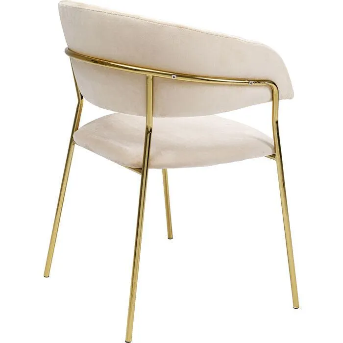 Belle Velvet Gold Chair with Armrest (2/Set)