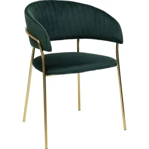 Belle Velvet Gold Chair with Armrest (2/Set)
