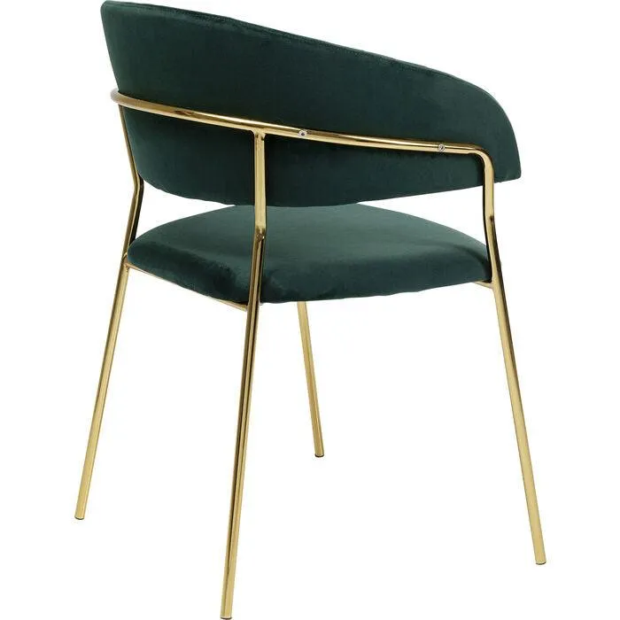 Belle Velvet Gold Chair with Armrest (2/Set)
