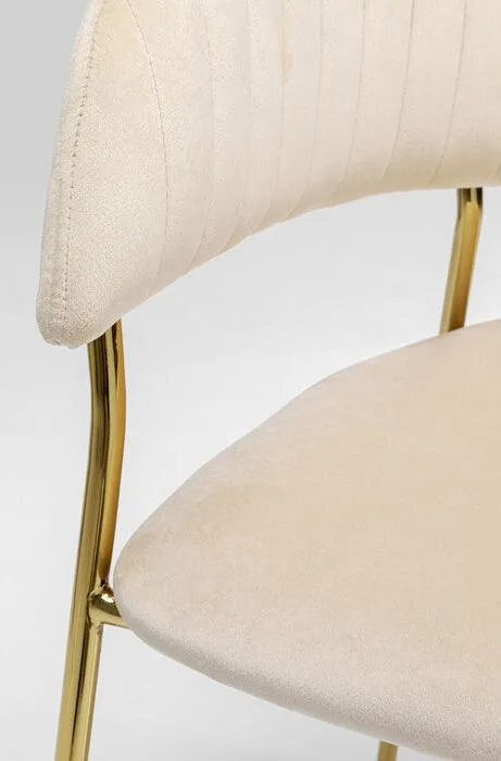 Belle Velvet Gold Chair with Armrest (2/Set)