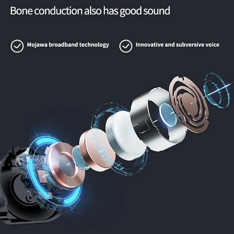 Bone Conduction Bluetooth Earphones with Stereo Vibration Speaker