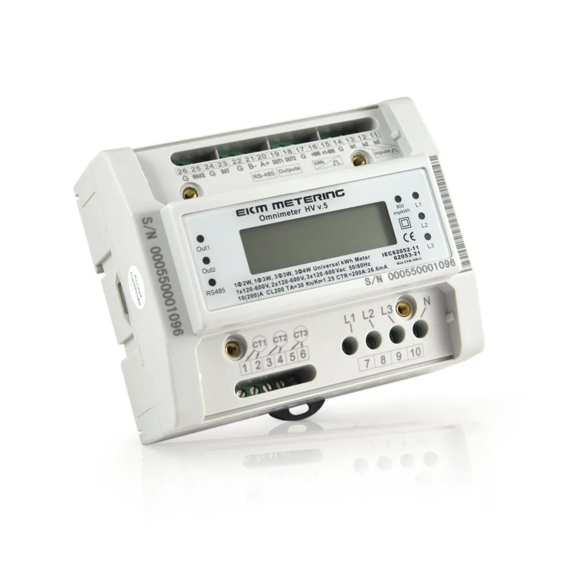 EKM Omnimeter HV v.5 – Universal Single and Three Phase up to 600V, Pulse Counting, Relay Controlling, Universal Smart Electric Meter