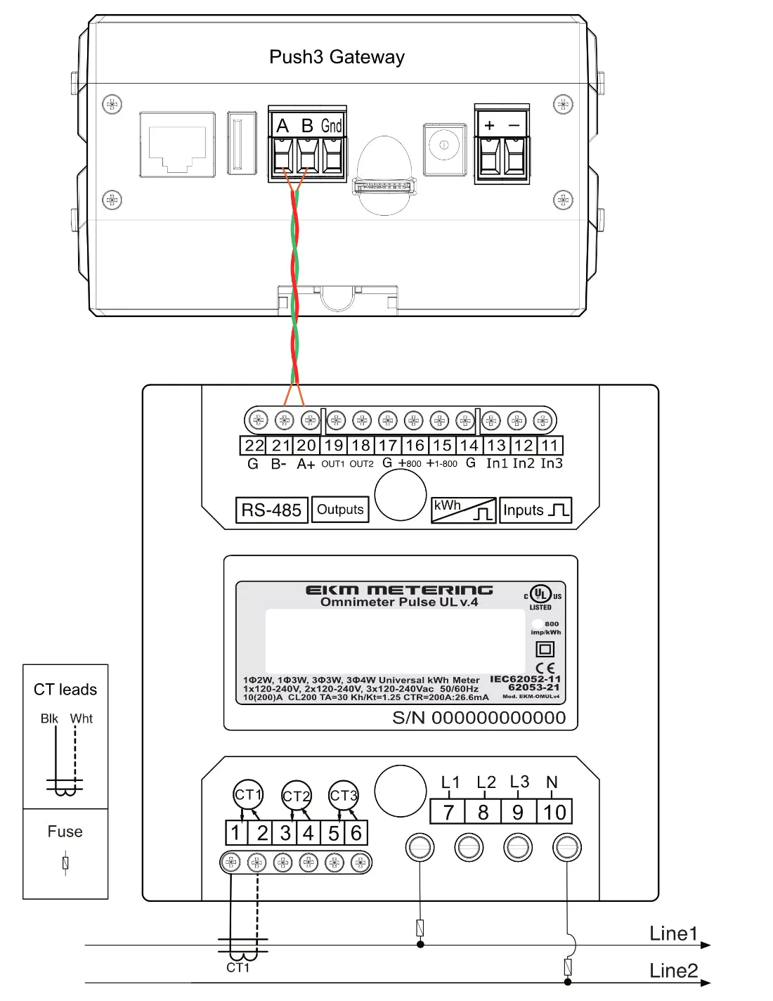 EKM Omnimeter Pulse UL v.4 – Pulse Counting, Relay Controlling, Universal Smart Electric Meter, UL Listed, ANSI