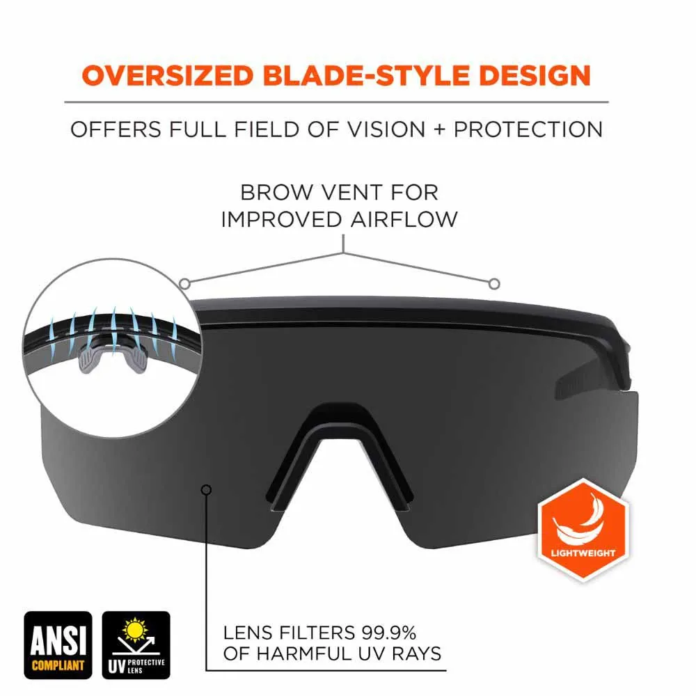 Ergodyne 55006 AEGIR-AFAS Matte Black Frame Smoke Lens AFAS Safety Glasses