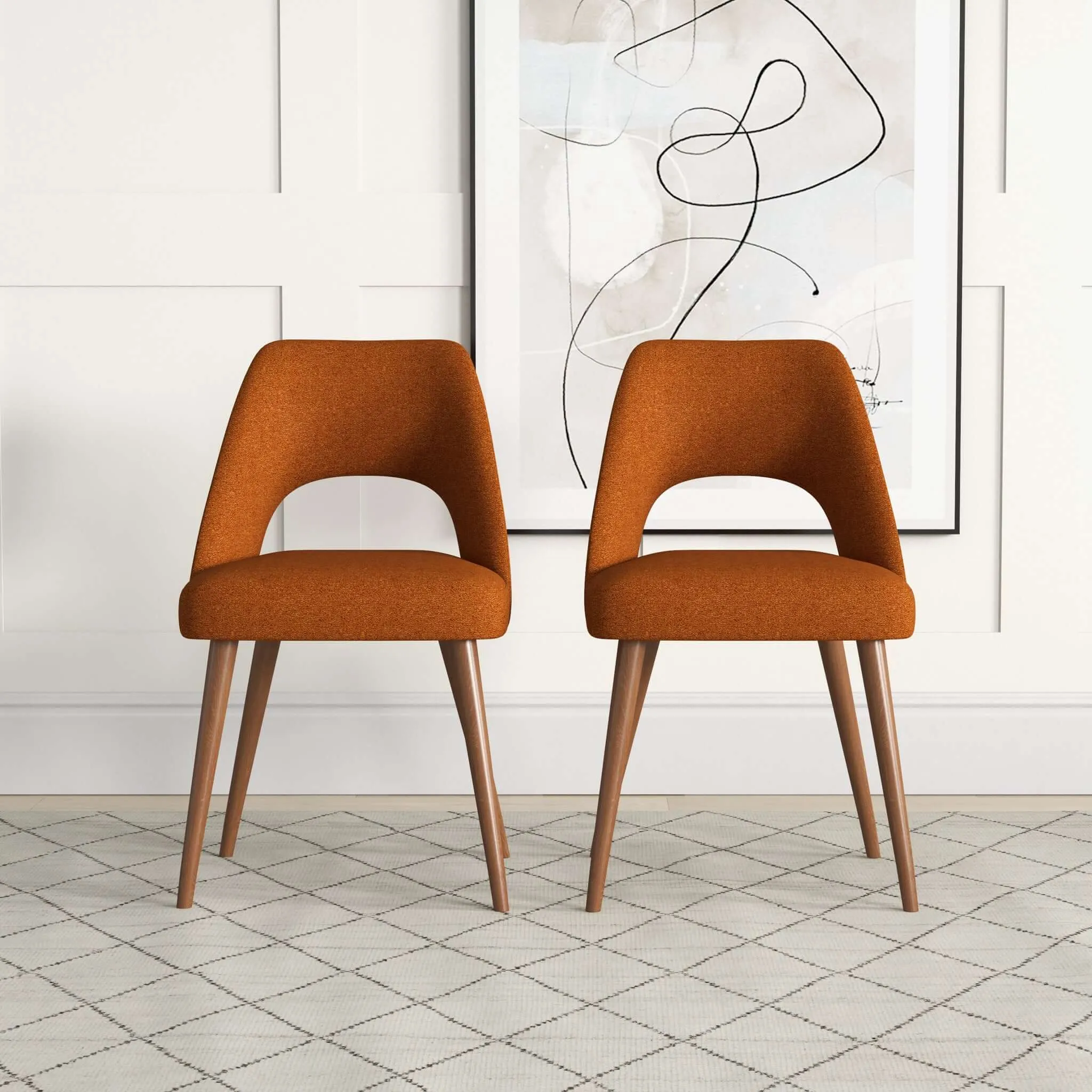 Juliana Mid Century Modern Upholstered Dining Chair (Set of 2) Polyester / Blue