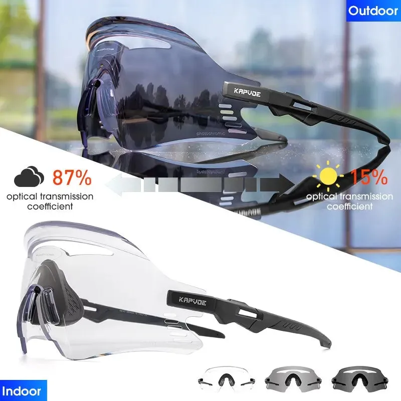 Kapvoe Photochromic MTB Road Bike Glasses UV400 Protection Sunglasses Cycling Glasses Sports Men Women Eyewear Goggle