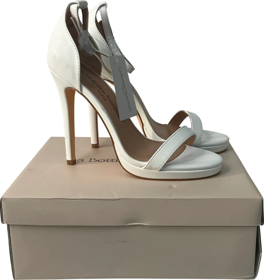 la bottine souriatte Letty Ankle Strap Stiletto Heel In White Faux Leather UK 3 EU 36 