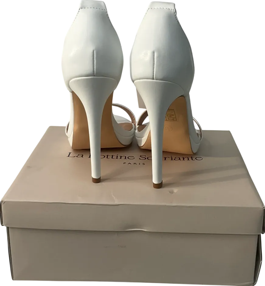 la bottine souriatte Letty Ankle Strap Stiletto Heel In White Faux Leather UK 3 EU 36 