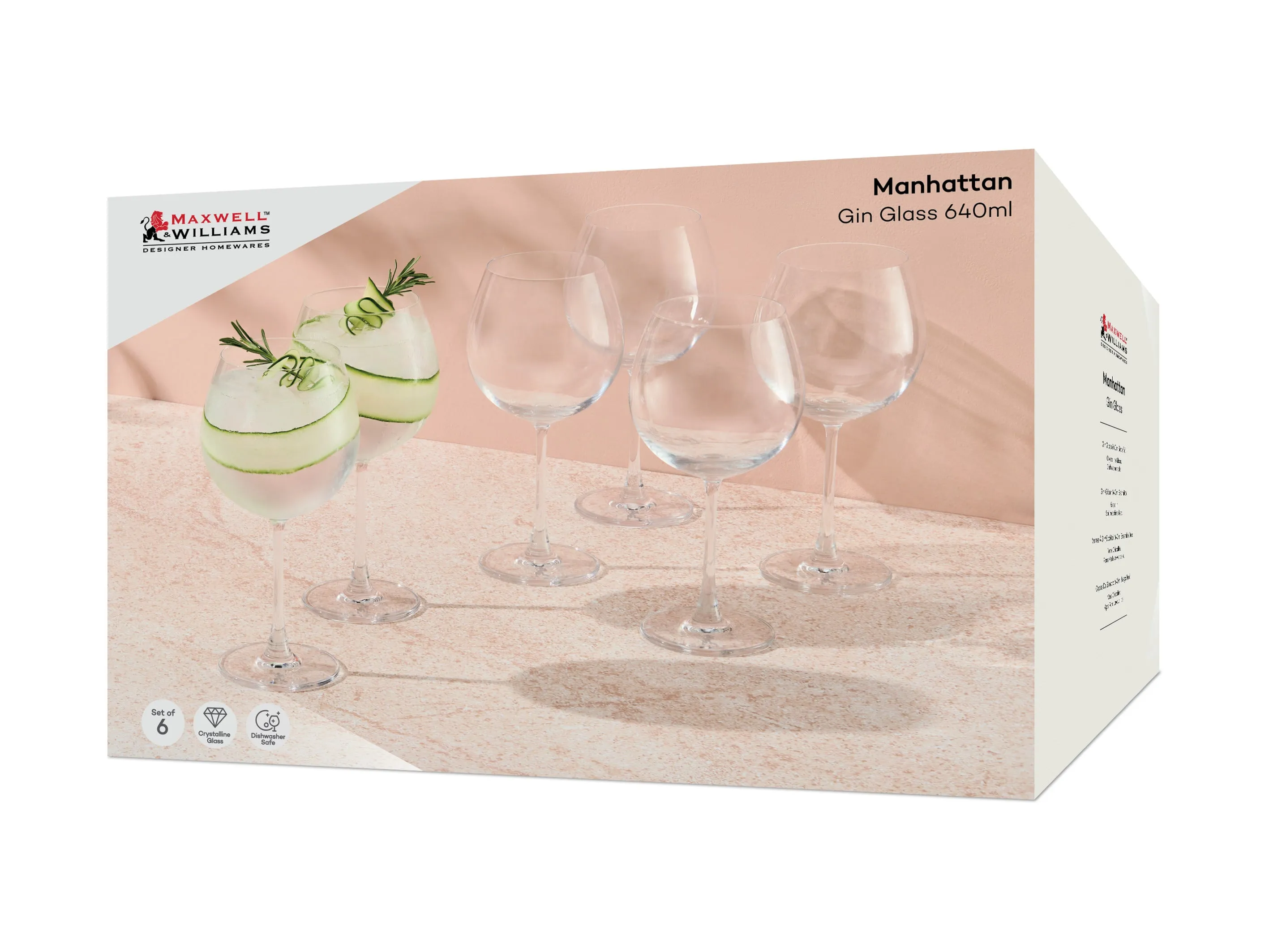 Maxwell & Williams Manhattan Gin Glass 640ml - Set of 6