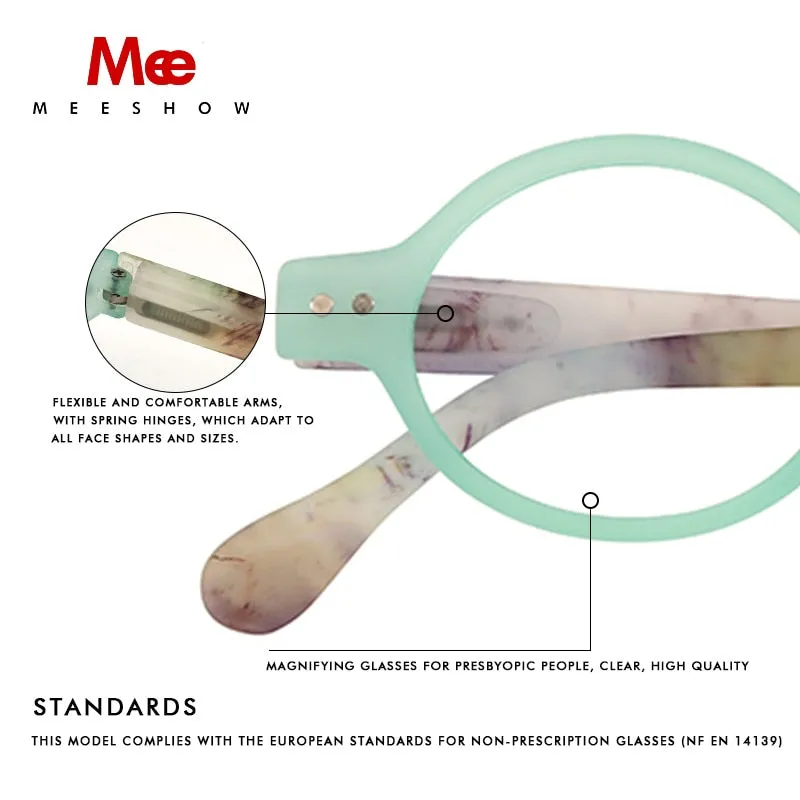 Meeshow Unisex Full Rim Round Polycarbonate Reading Glasses 1732