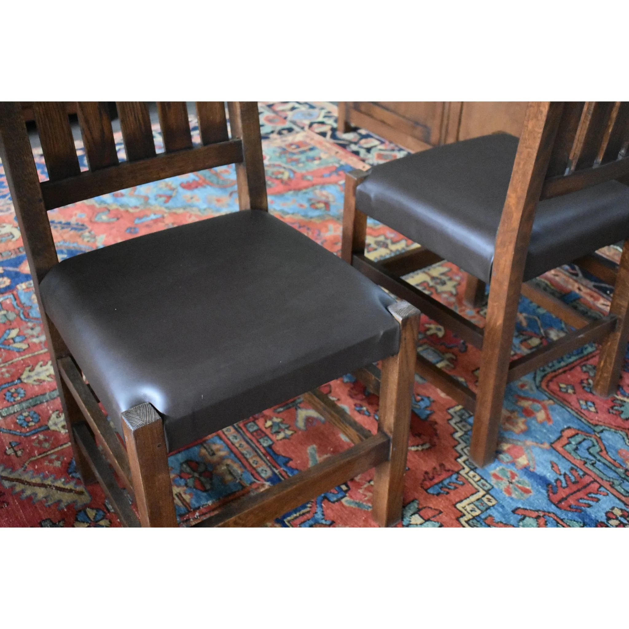 Mission 70" Solid Oak Dining Table Set with 6 Slat Back Chairs