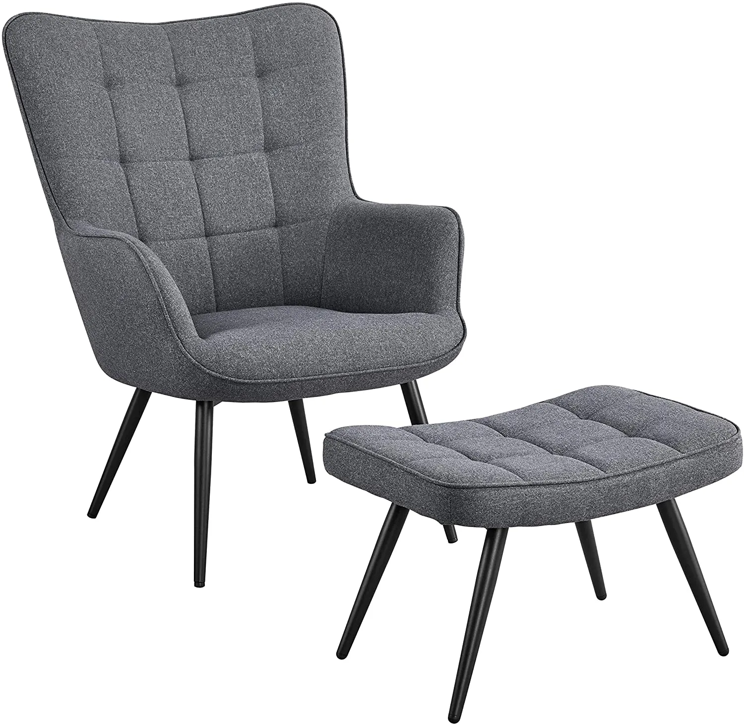 Modern Fabric Living Room Chair  and Ottoman Set