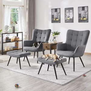 Modern Fabric Living Room Chair  and Ottoman Set