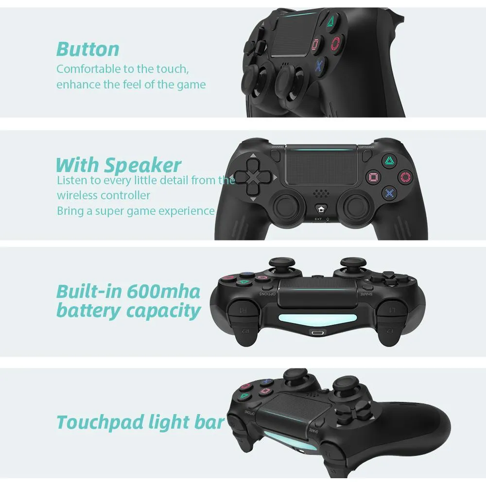 NEW DATA FROG Wireless Bluetooth Controller for PS4 Controller Remote Gamepad Compatible with PS4/Slim/Pro Dual Vibration Game Joystick for PC