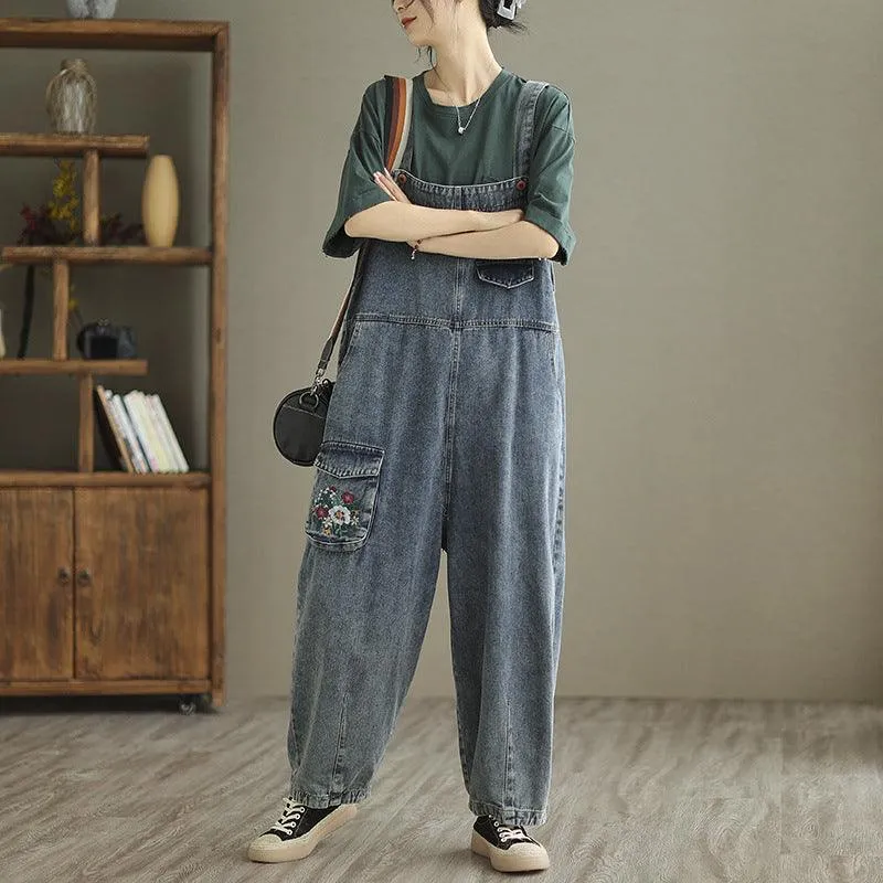 New Real Time Shooting Of Denim Embroidered Strap Pants For Women