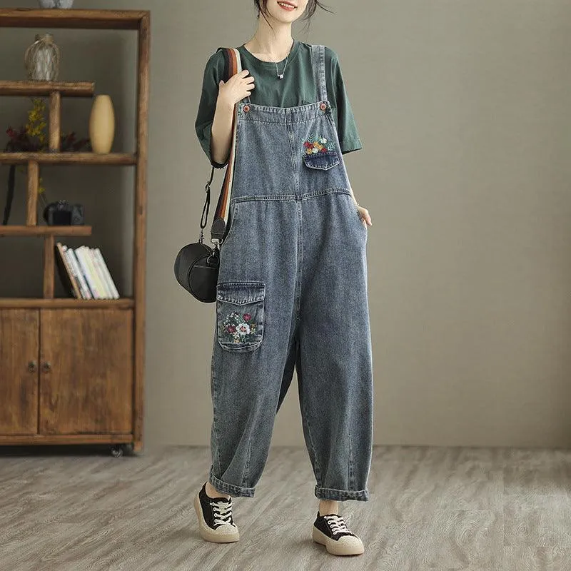 New Real Time Shooting Of Denim Embroidered Strap Pants For Women