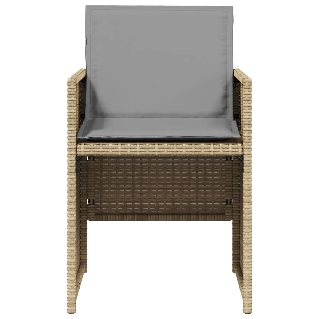 Patio Chairs with Cushions 4 pcs Mix Beige Poly Rattan