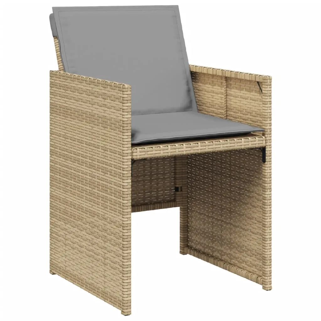 Patio Chairs with Cushions 4 pcs Mix Beige Poly Rattan