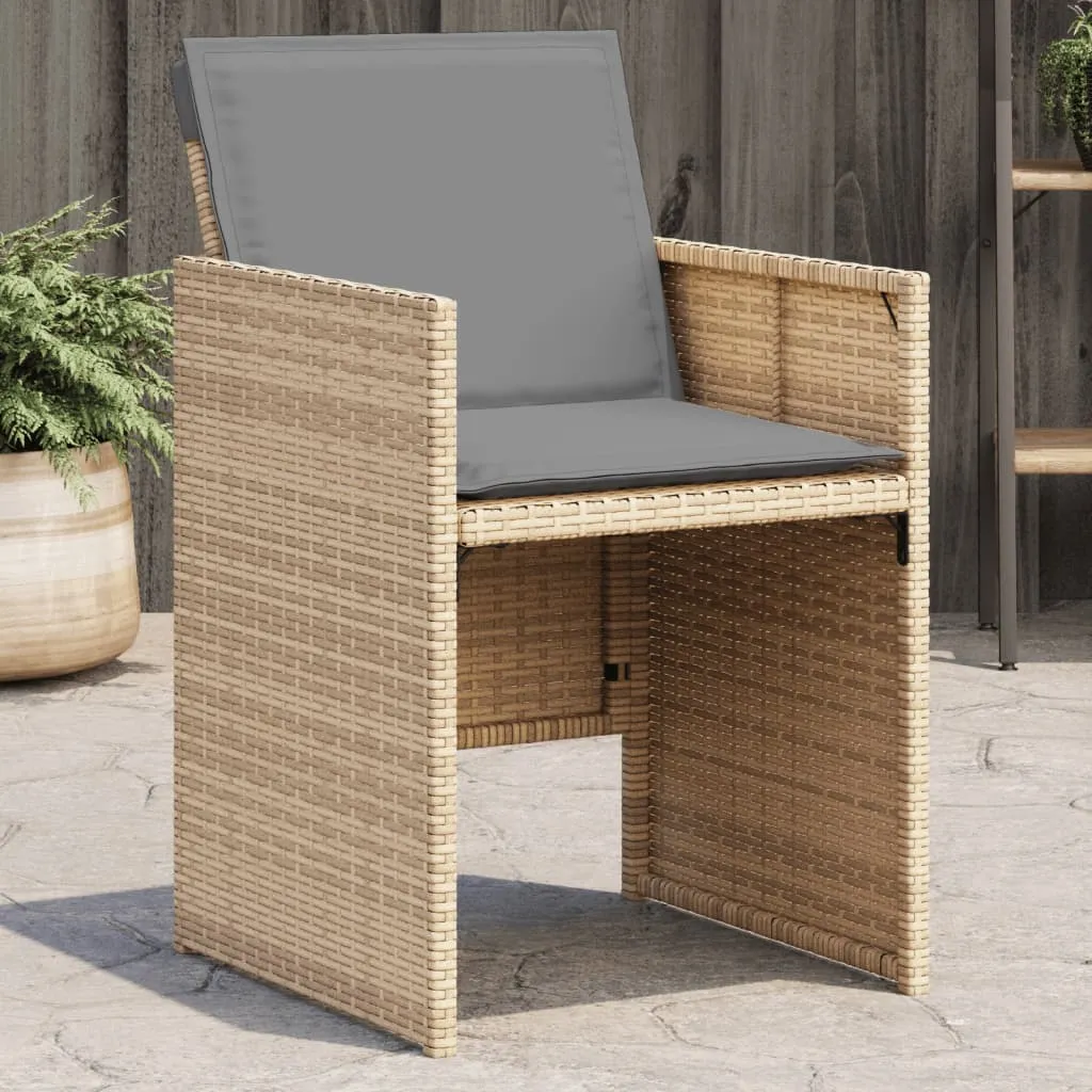 Patio Chairs with Cushions 4 pcs Mix Beige Poly Rattan