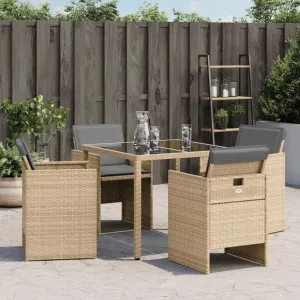 Patio Chairs with Cushions 4 pcs Mix Beige Poly Rattan