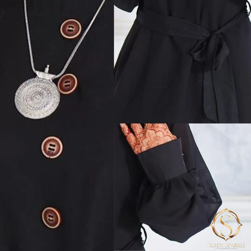 "Elegant Black 2-Piece Suit – Stylish Tunic & Trouser Set for Every Occasion"