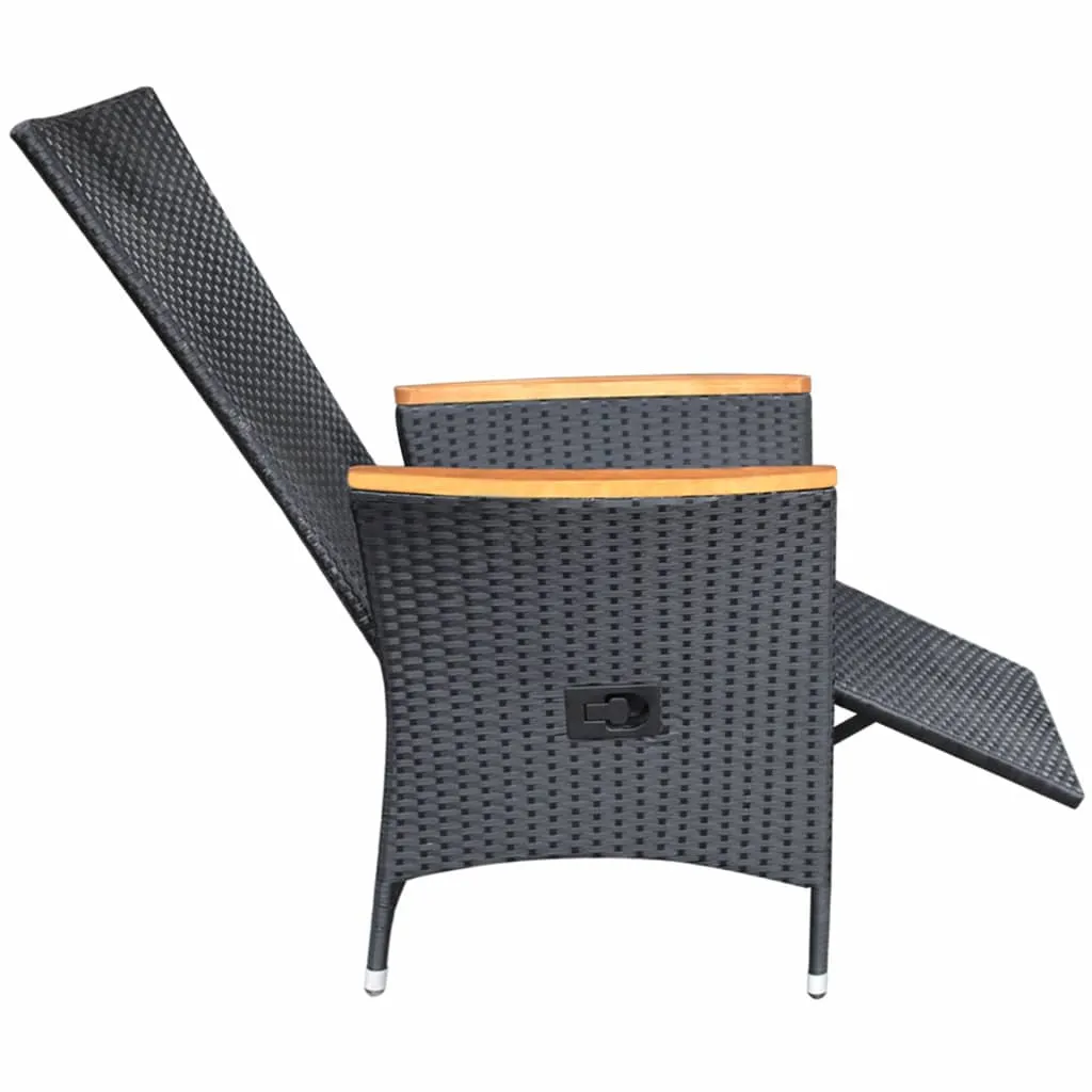 Reclining Patio Chairs 2 pcs with Cushions Poly Rattan Black