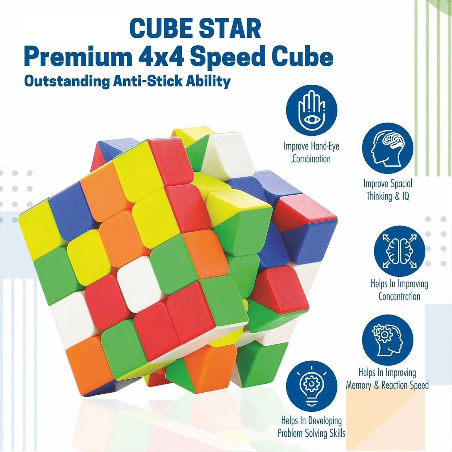 Small Puzzles Cubes 444 High Speed Sticker Less Magic Cube Game, Kids and Professionals Magic Cube Puzzle Toy, Pack of 1, 8  Years