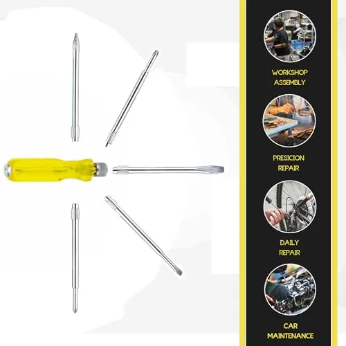 SPARTAN BS-02 8-in-1 Pc Screw Driver Kit With 3 Flat Blades, 3 Phillips Head, 1 Round Poker Bar, Extension Rod| Multi-purpose Tool Set Screwdriver Set (Multicolor)