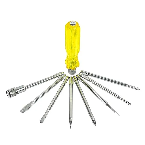 SPARTAN BS-02 8-in-1 Pc Screw Driver Kit With 3 Flat Blades, 3 Phillips Head, 1 Round Poker Bar, Extension Rod| Multi-purpose Tool Set Screwdriver Set (Multicolor)
