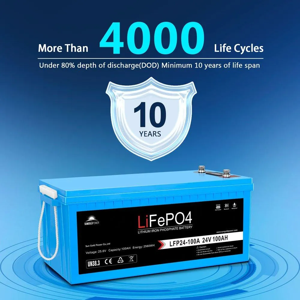 Sungold Power 2 X 24V 100Ah LiFePo4 Deep Cycle Lithium Battery Bluetooth / Self-Heating / IP65