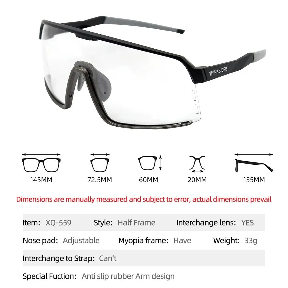 ThinkRider Bike Photochromic Cycling Glasses Bicycle Glasses Sports Men's Sunglasses MTB Road Cycling Eyewear Protection Goggles
